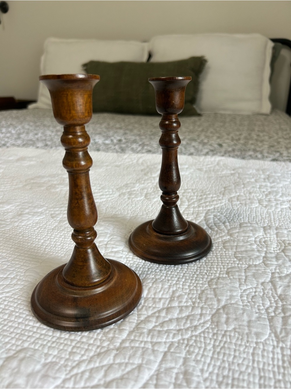 Wooden Candlesticks - set of 2